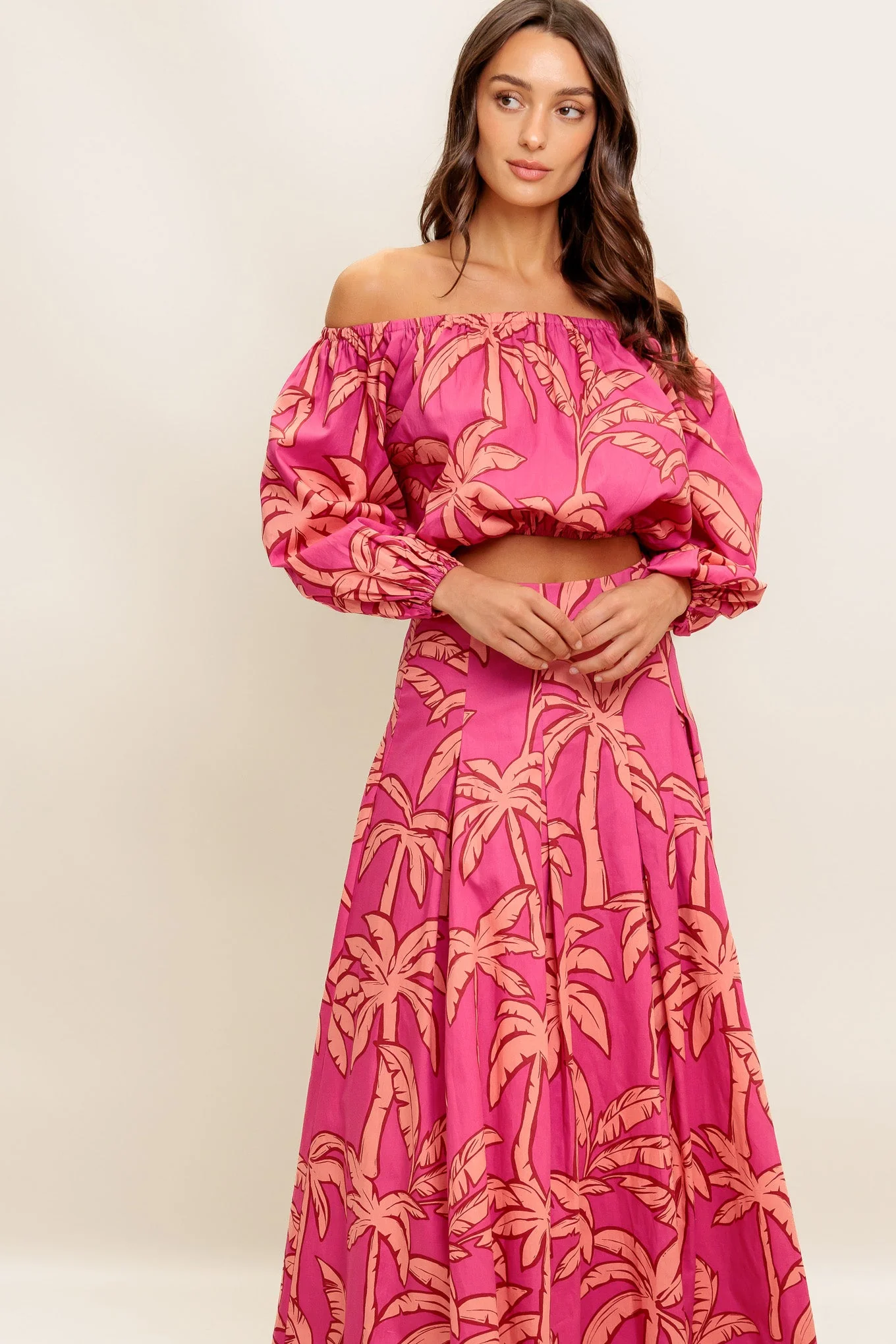 Staci Off-Shoulder Top & Circle Midi Skirt Set - Image 5