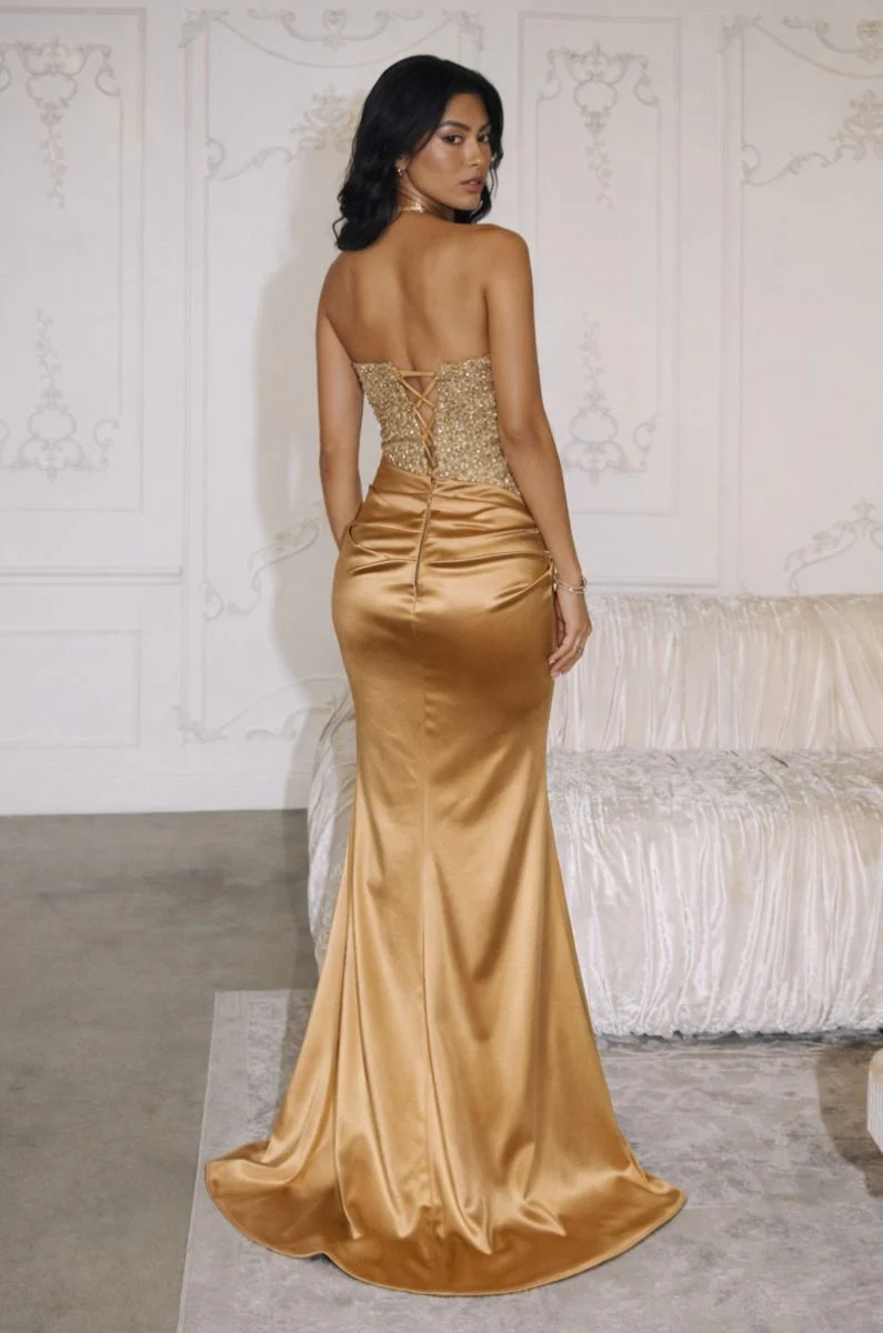 Stetson Sequin & Satin Strapless Gown With Choker - Image 9