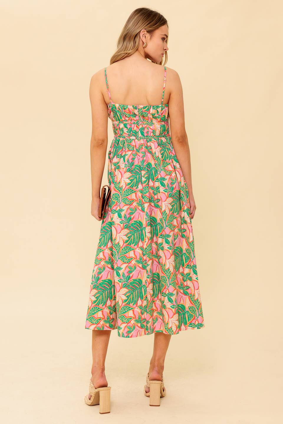 STORYTELLING - PINK & GREEN MIDI DRESS WITH POCKETS - Image 2