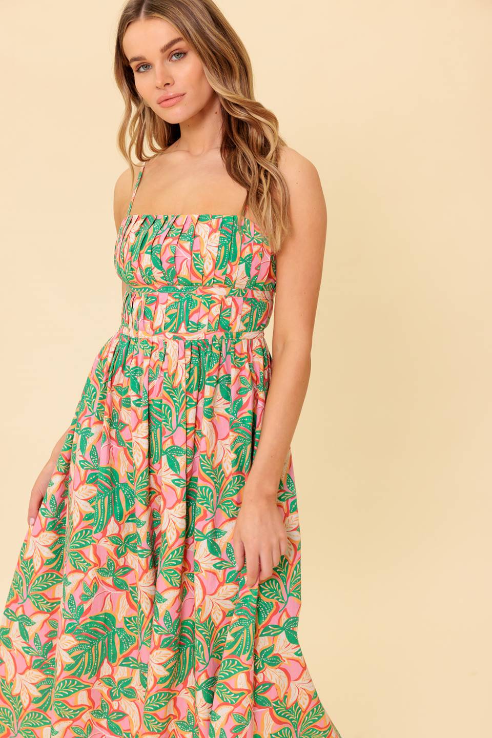 STORYTELLING - PINK & GREEN MIDI DRESS WITH POCKETS - Image 5
