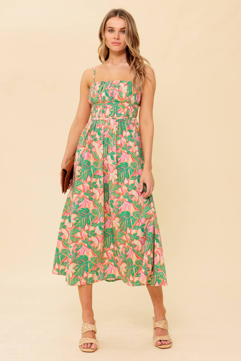 STORYTELLING - PINK & GREEN MIDI DRESS WITH POCKETS - Image 6