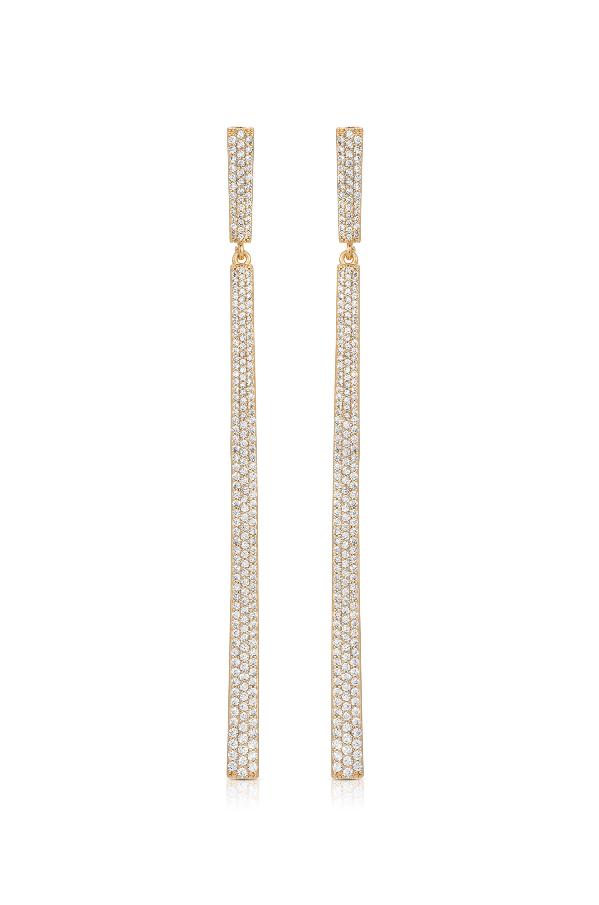 Straight Drop Crystal Dangle Earrings - Image 2