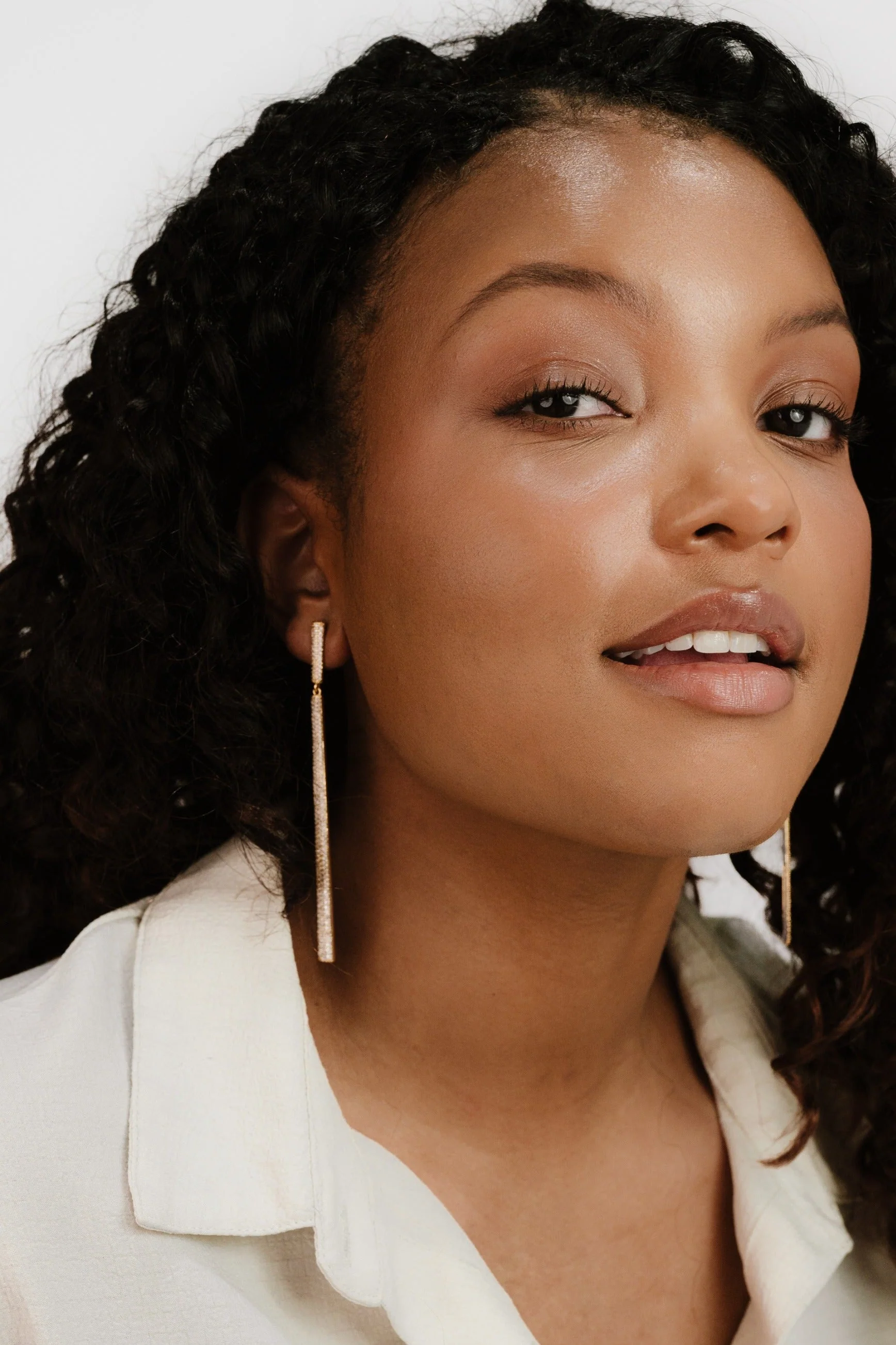 Straight Drop Crystal Dangle Earrings - Image 4