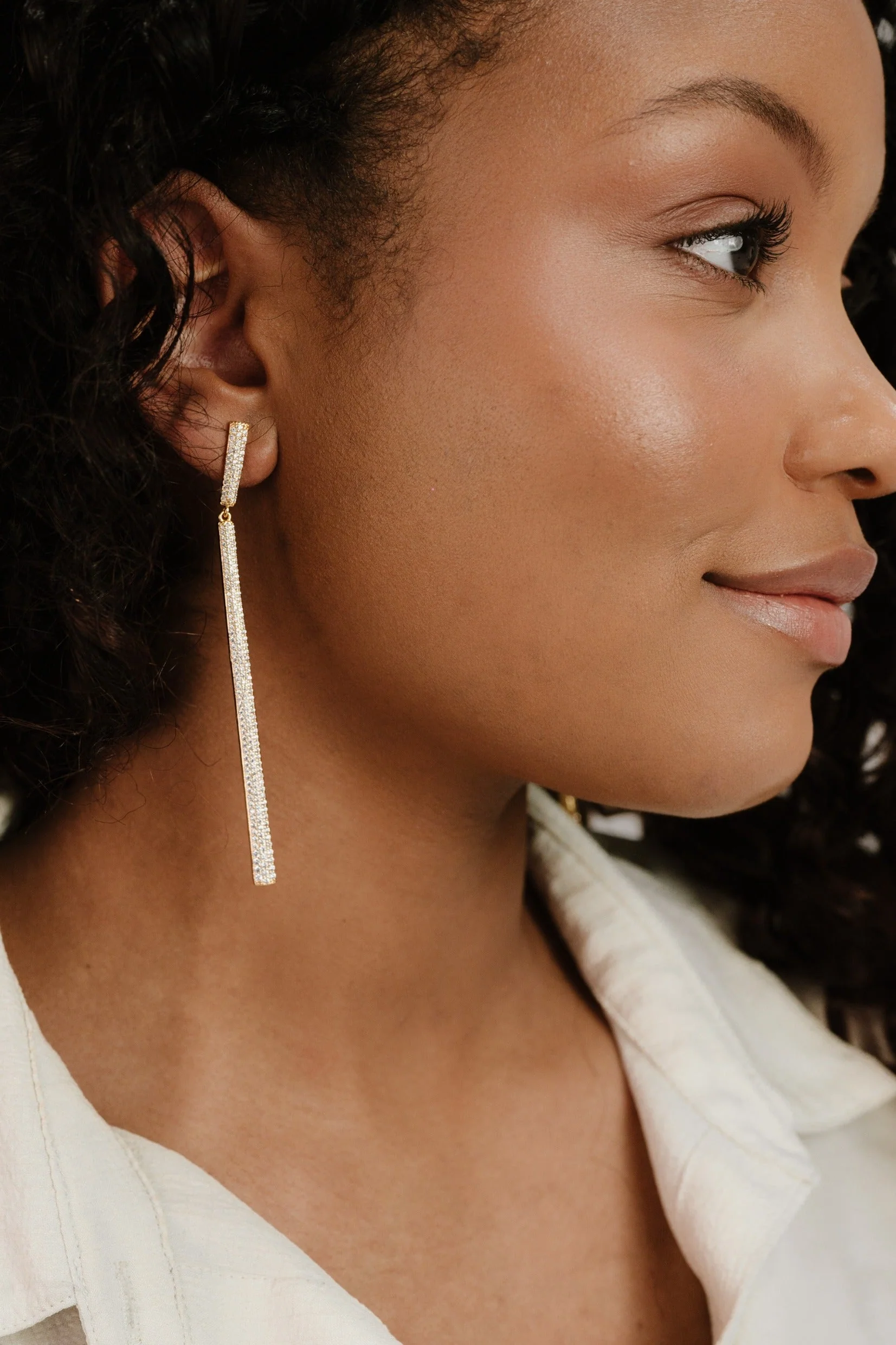 Straight Drop Crystal Dangle Earrings - Image 5