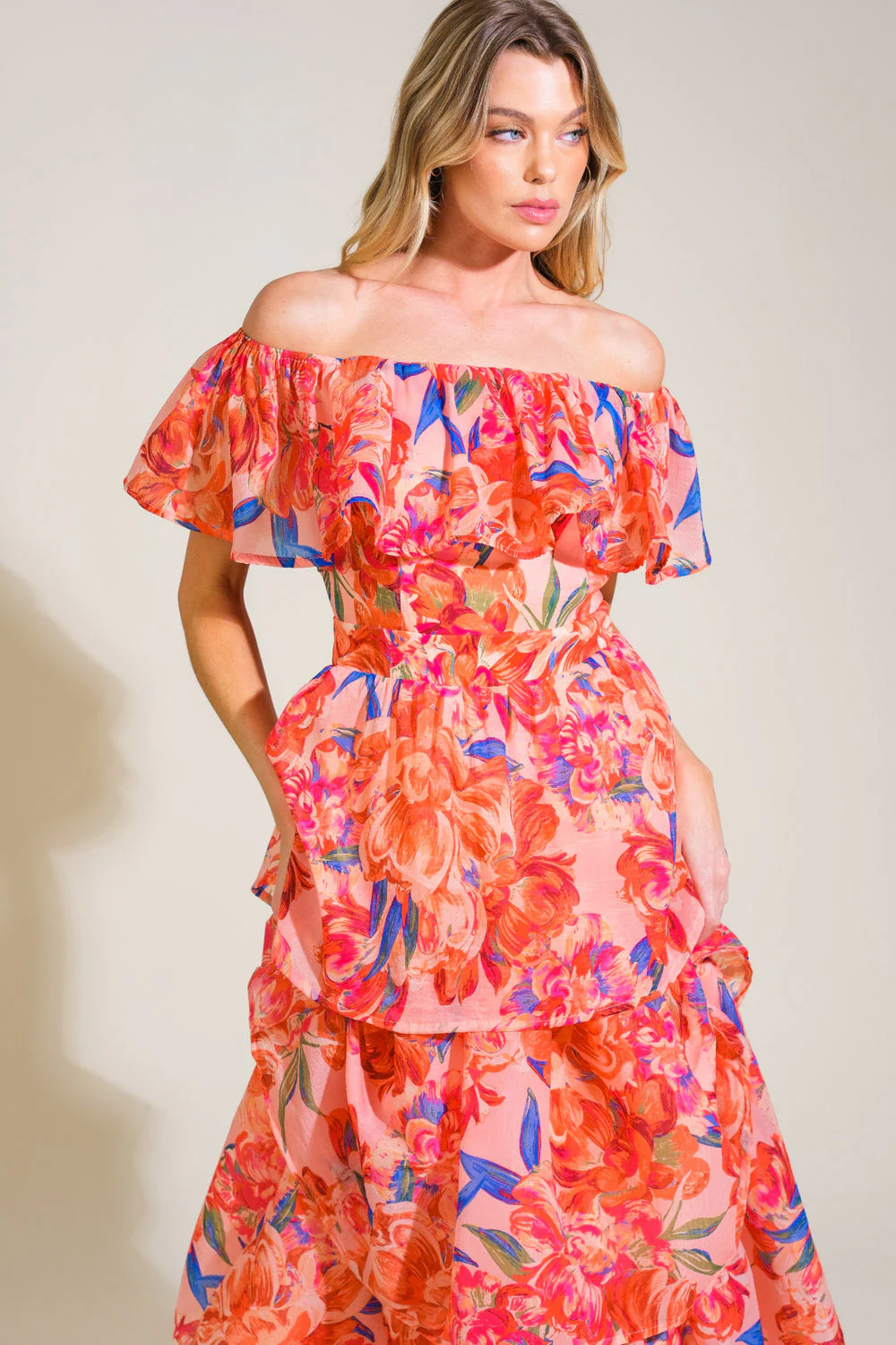 STROLL THE AVENUES MIDI DRESS - PEACH - FINAL SALE - Image 4