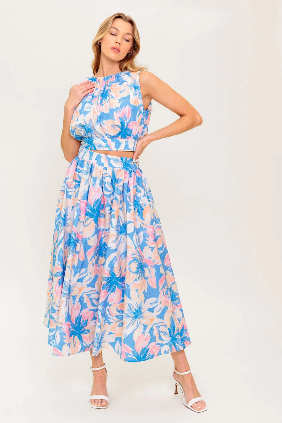 SUMMER HARMONY TIE TOP & SKIRT SET - POWDER BLUE - FINAL SALE - Image 3
