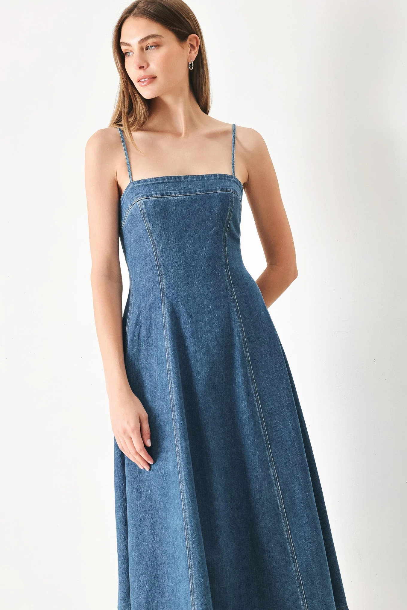 SUMMER INDIGO DENIM MIDI DRESS - Image 4