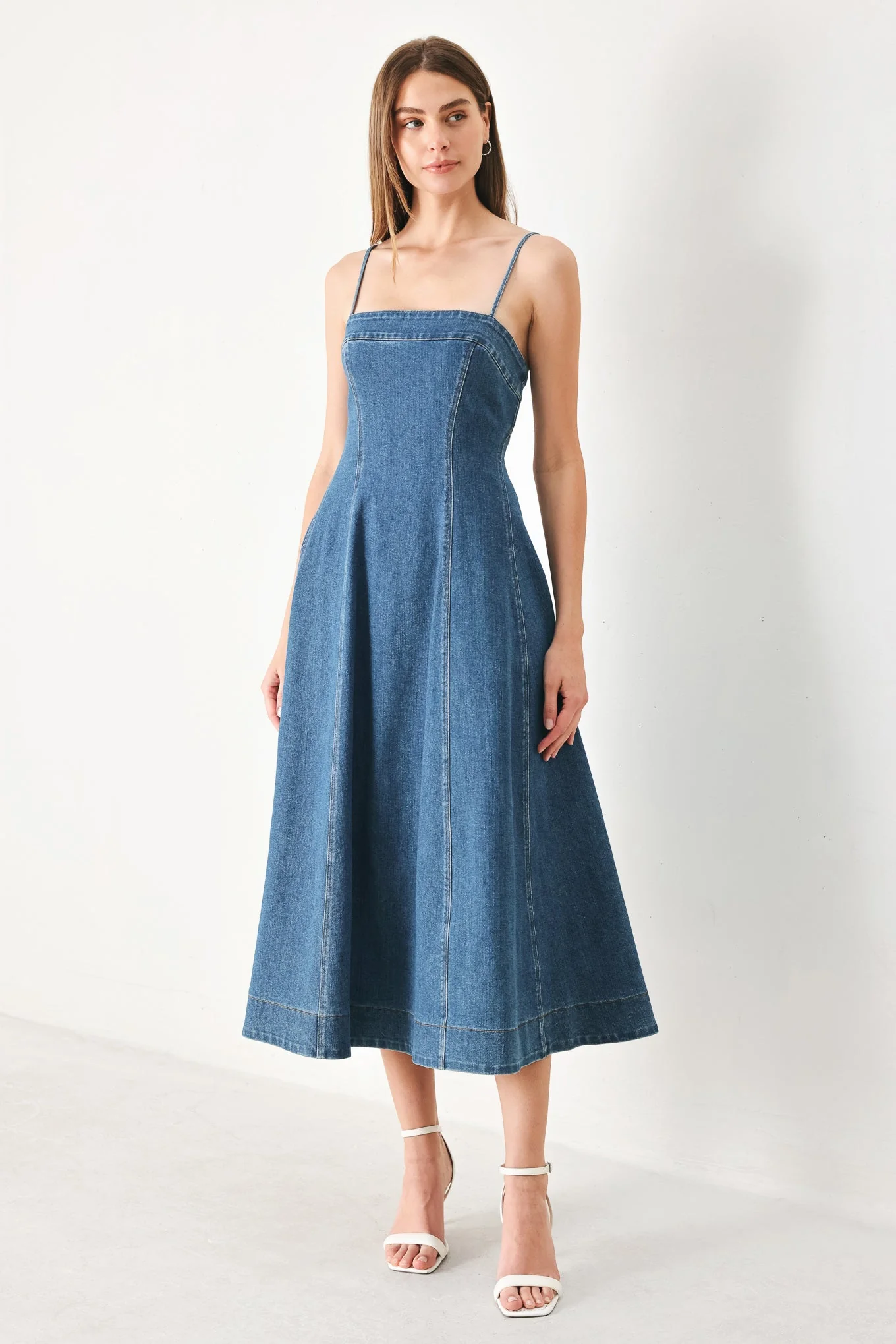 SUMMER INDIGO DENIM MIDI DRESS - Image 5