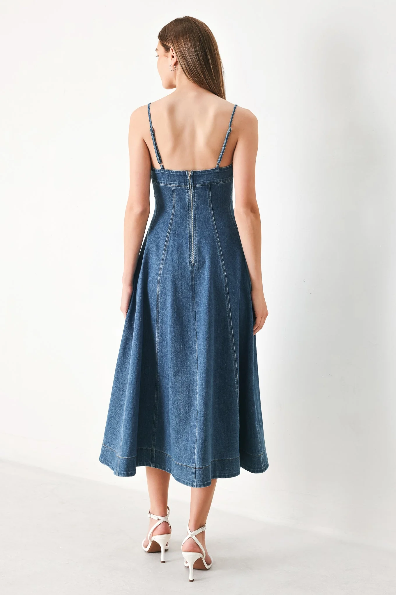 SUMMER INDIGO DENIM MIDI DRESS - Image 6
