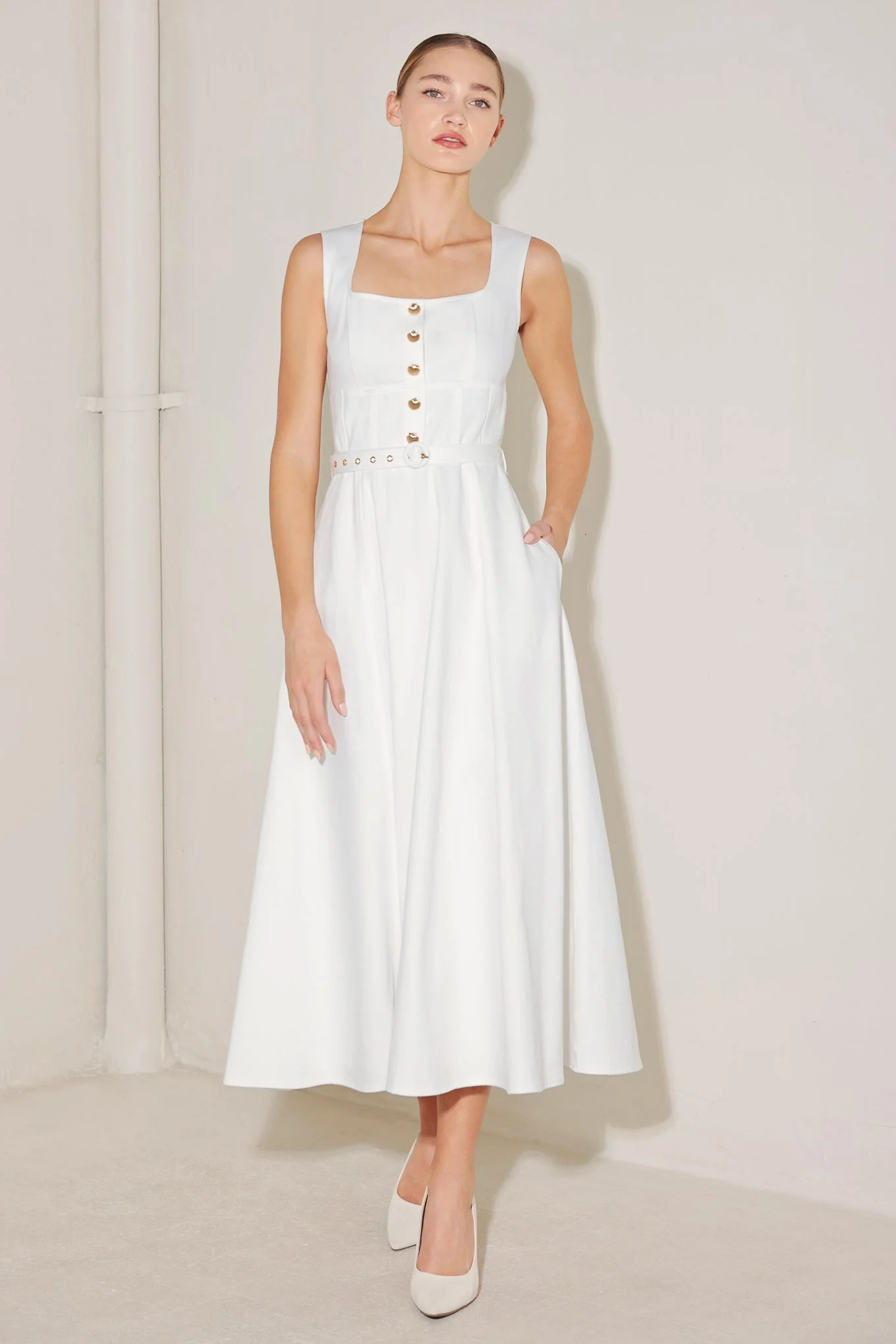 SUMMER SOCIAL WHITE MIDI DRESS - Image 4