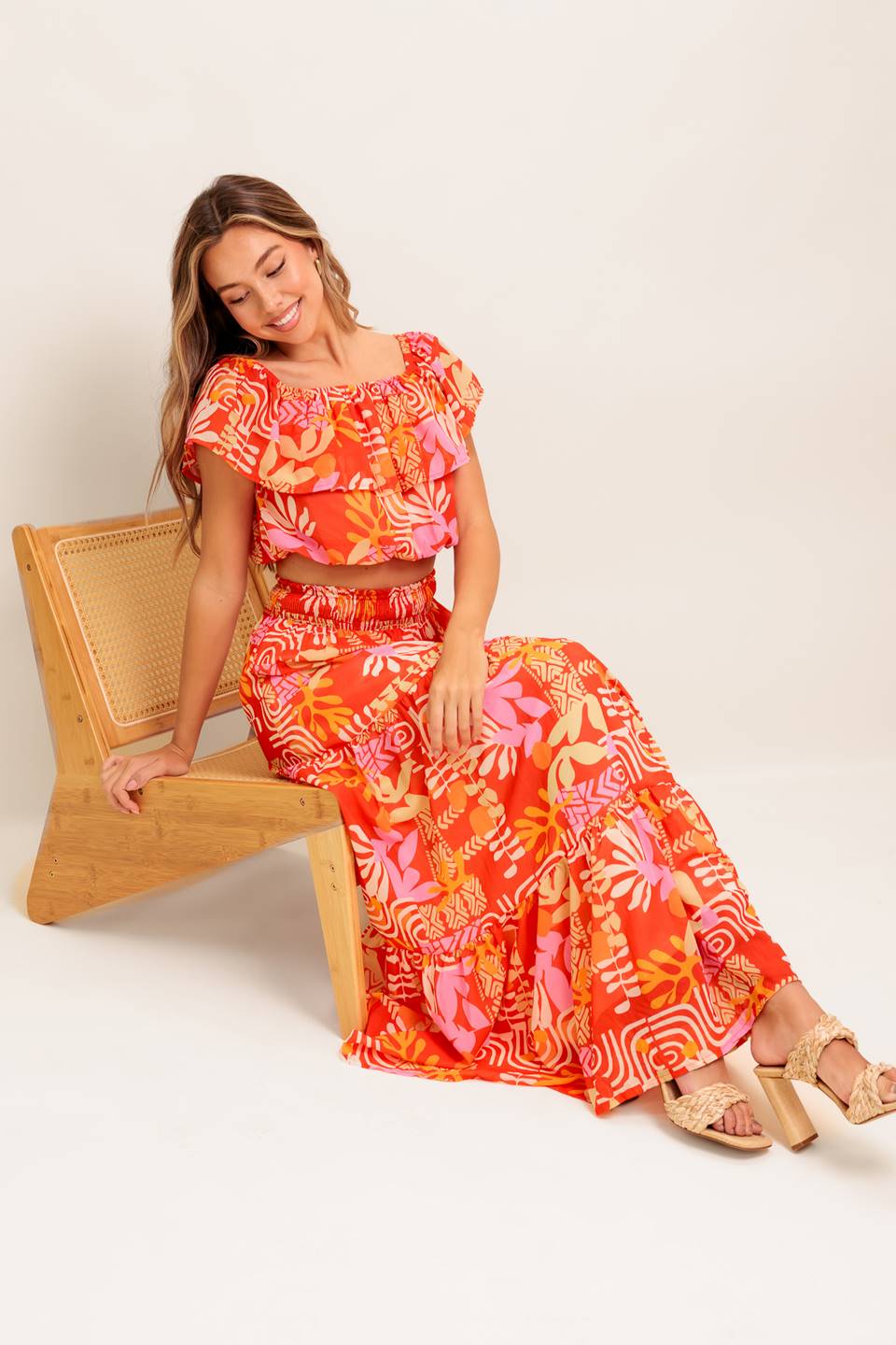 SUNBEAMS TOP & SKIRT SET - RED - Image 4