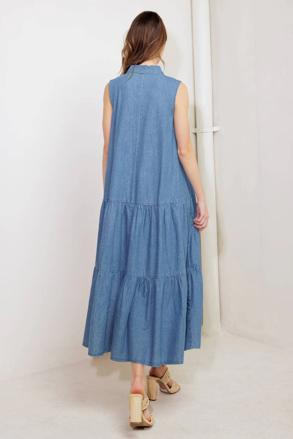 SUNDRENCHED RUFFLE DENIM MIDI DRESS - Image 6