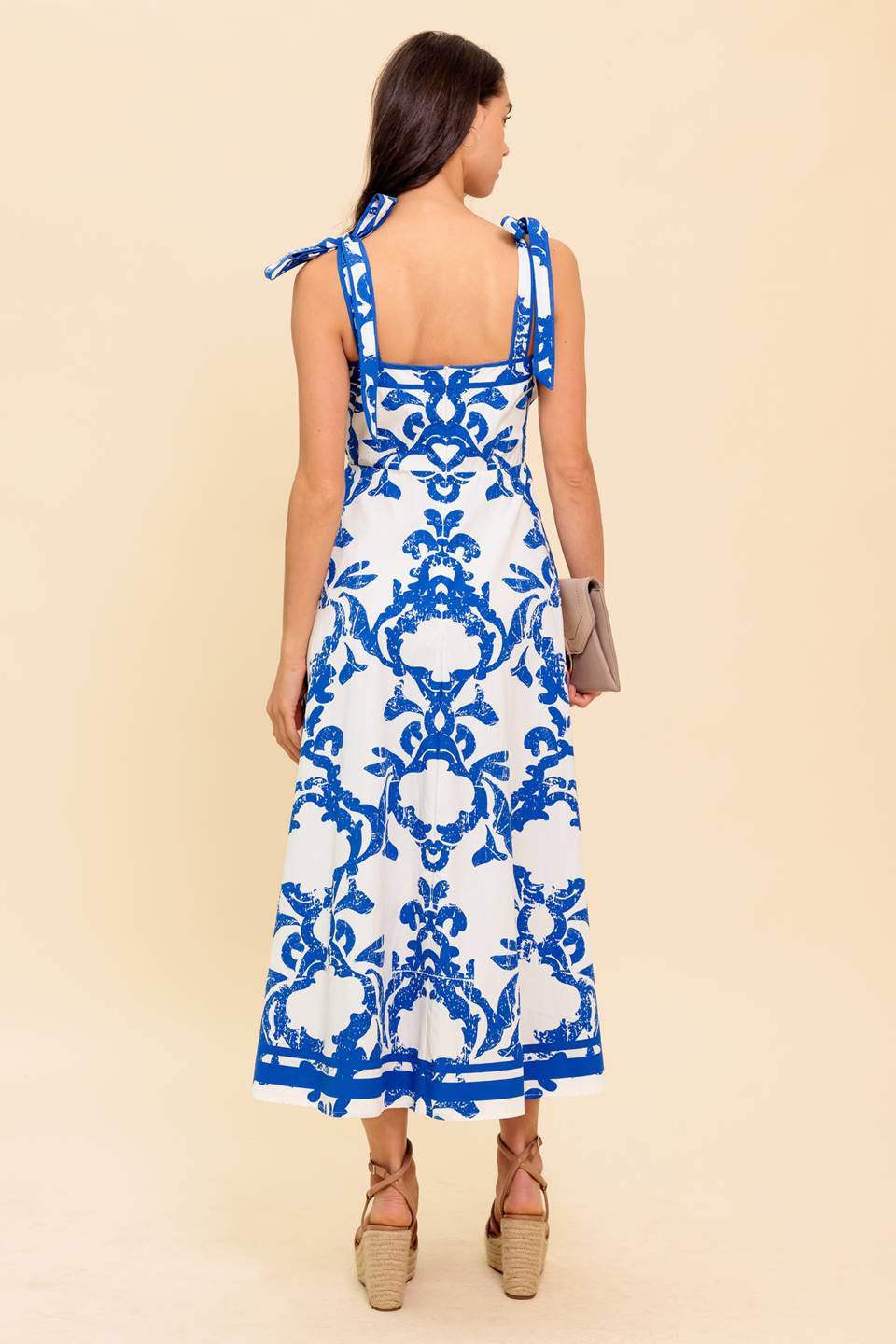 SUNNY DAYS - WHITE & BLUE MIDI DRESS - Image 4