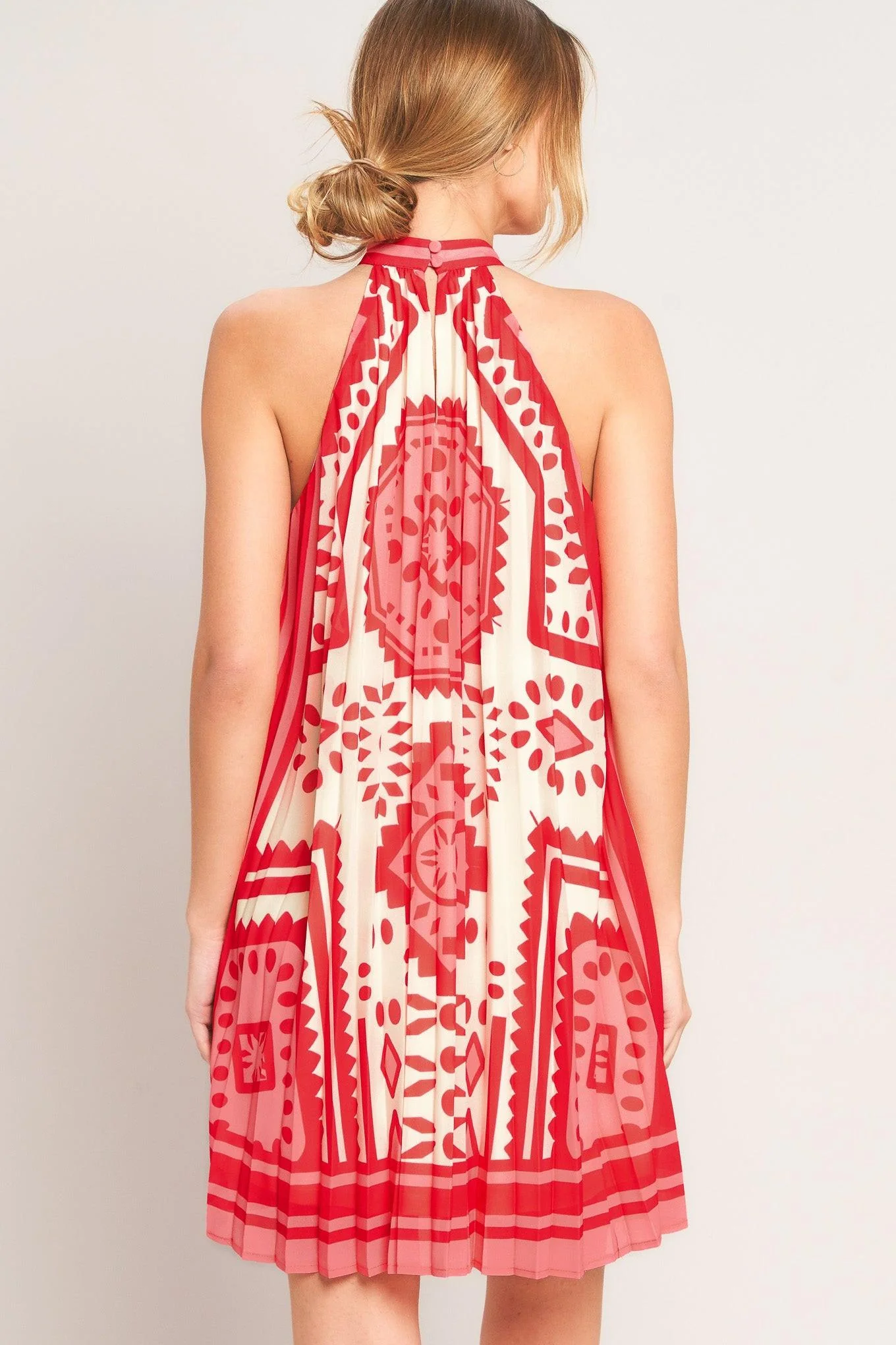 SUNSET MEDALLION PLEATED MINI DRESS - Image 2