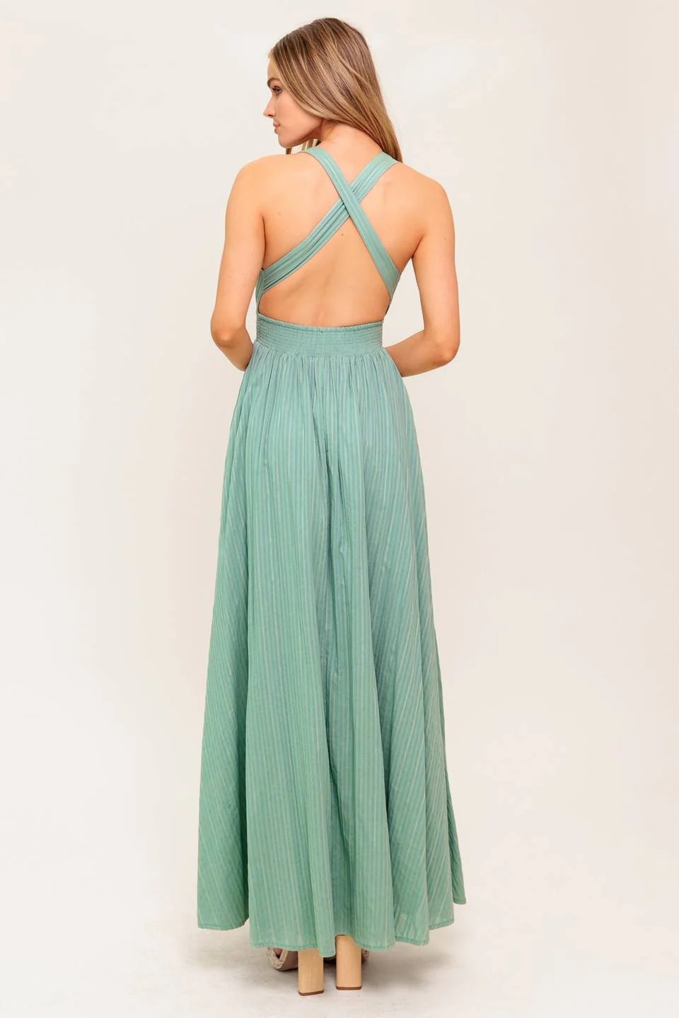 SUNSHINE ON MY MIND SAGE CROSS BACK MAXI DRESS - Image 2