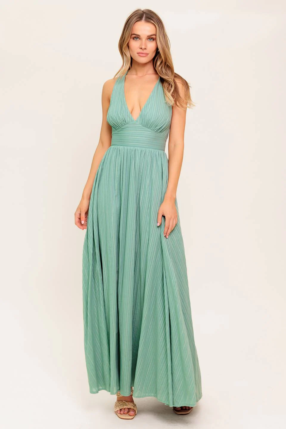 SUNSHINE ON MY MIND SAGE CROSS BACK MAXI DRESS - Image 4