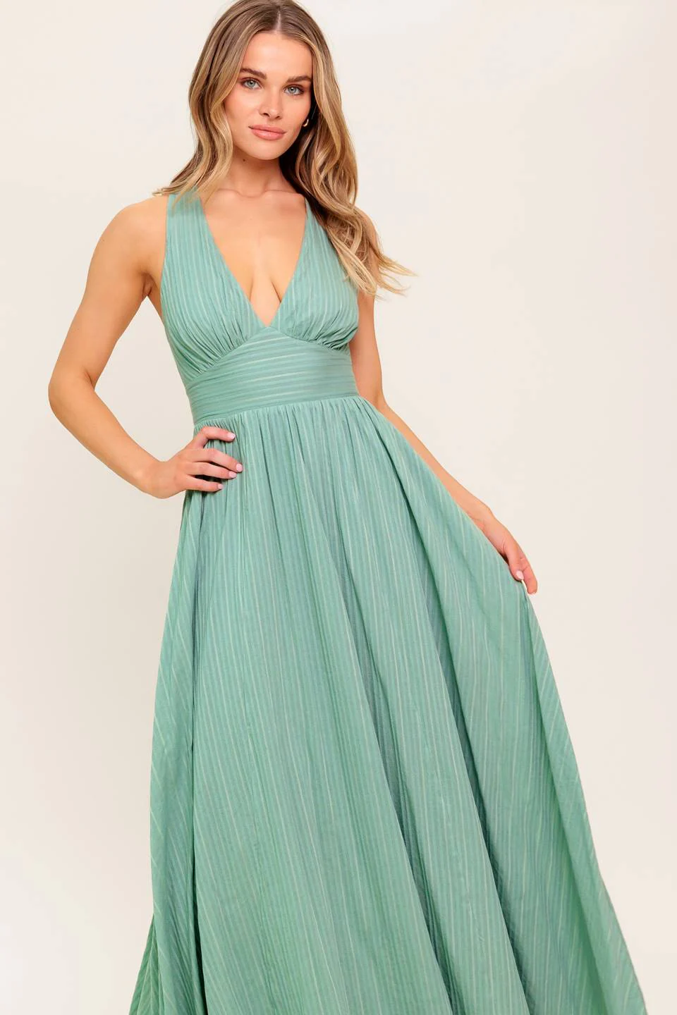 SUNSHINE ON MY MIND SAGE CROSS BACK MAXI DRESS - Image 6