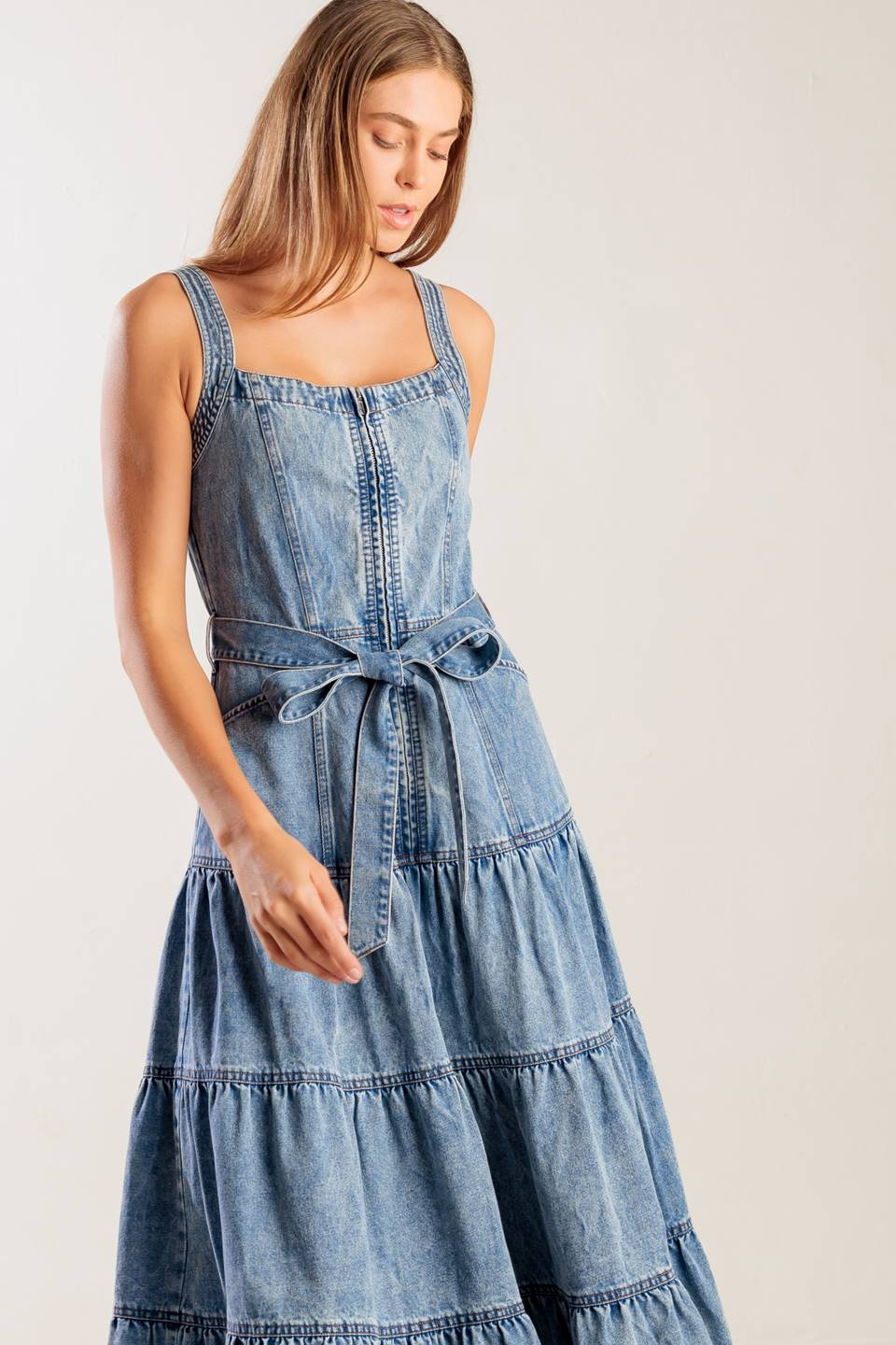 SUNSHINE STATE OF MIND INDIGO ZIP FRONT DENIM DRESS - Image 5