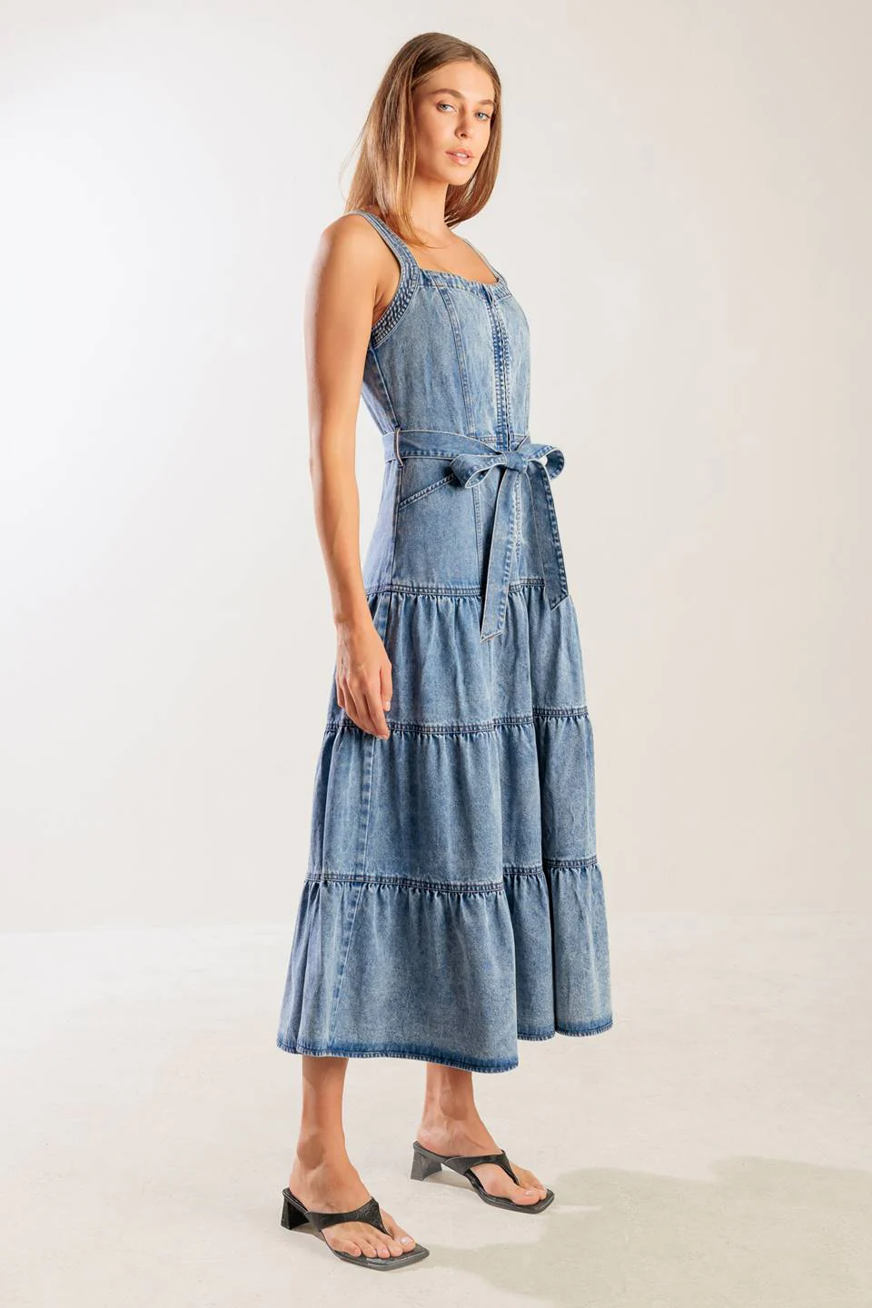 SUNSHINE STATE OF MIND INDIGO ZIP FRONT DENIM DRESS - Image 7