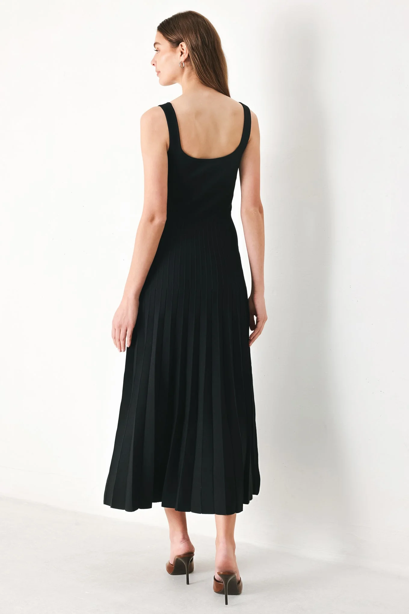 SWEATER KNIT MIDI DRESS WITH PLEATED SKIRT - Image 6