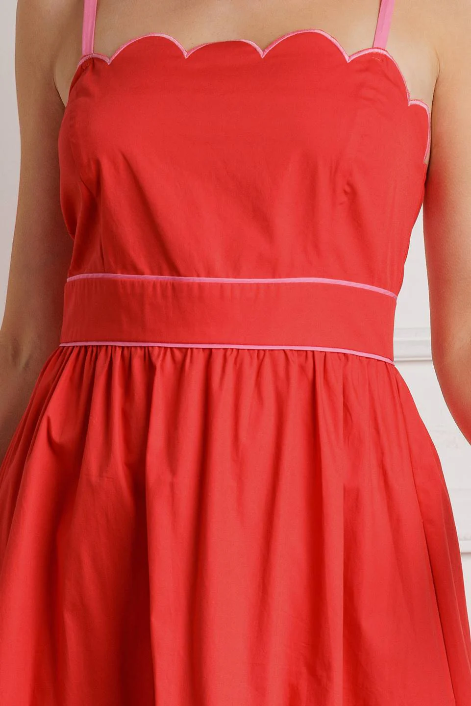 SWEET DREAMS - RED & PINK - SCALLOPED EDGE MIDI DRESS - Image 9