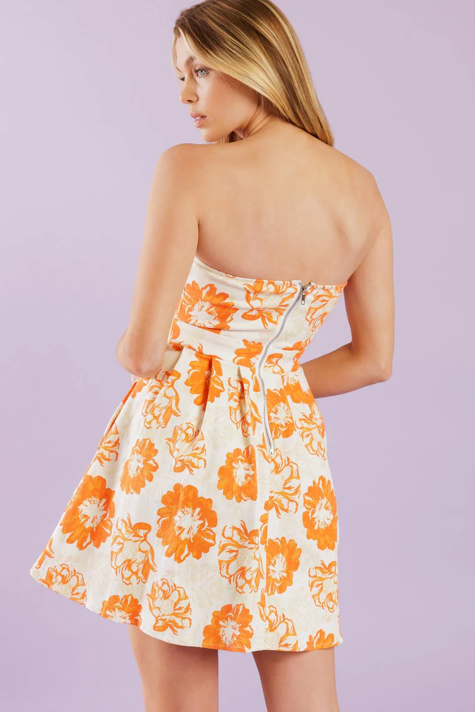TANGERINE MIMOSAS ORANGE FLORAL MINI DRESS - FINAL SALE - Image 3