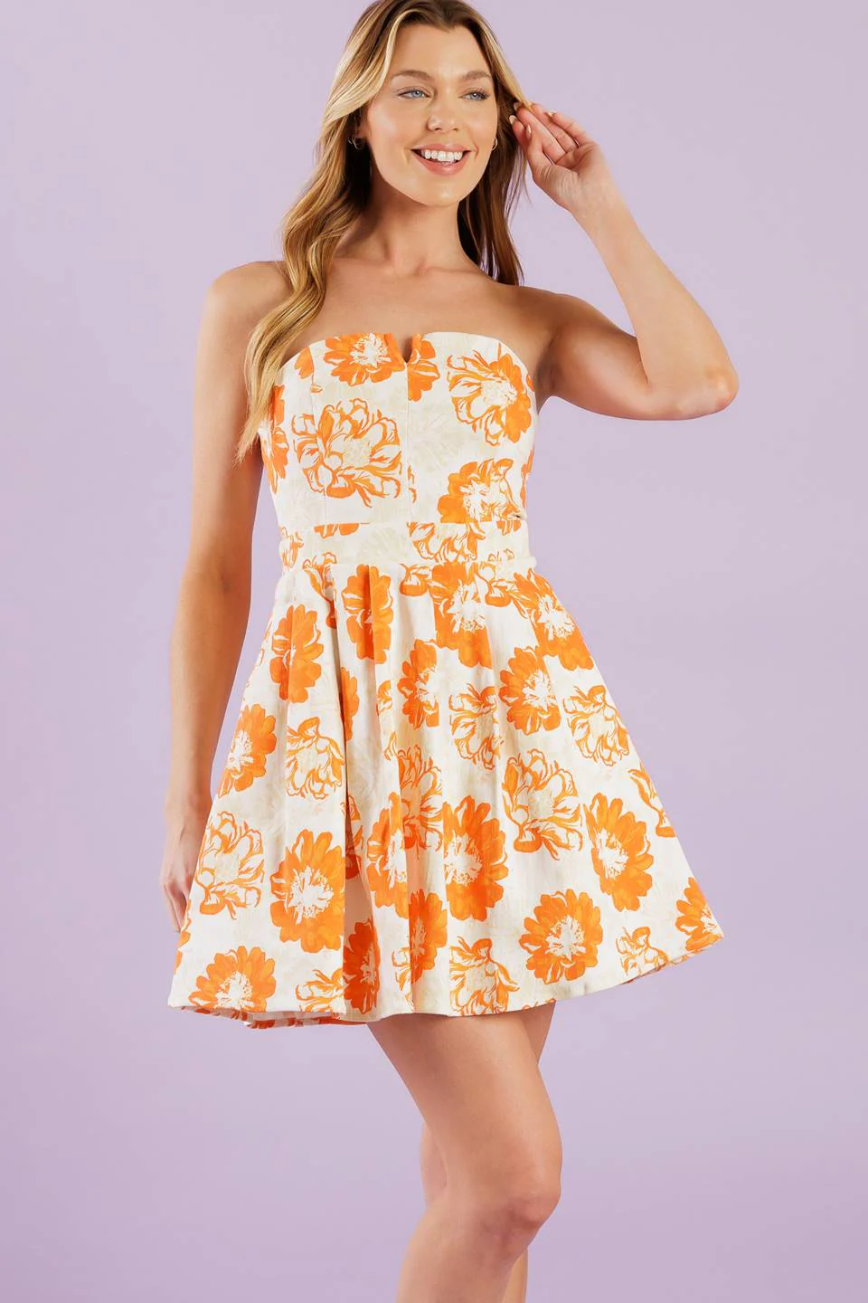 TANGERINE MIMOSAS ORANGE FLORAL MINI DRESS - FINAL SALE - Image 5
