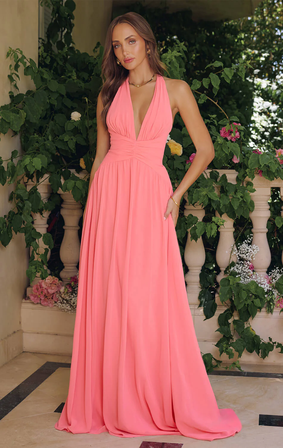 TARA GOWN - FLOWY CHIFFON HALTER DRESS - Image 9