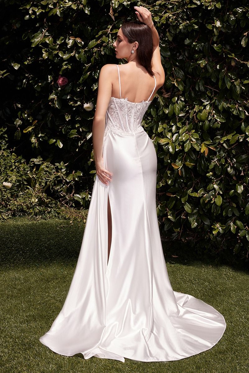 Teagan Gown - Off White - Fitted Satin & Lace Dress - Image 3