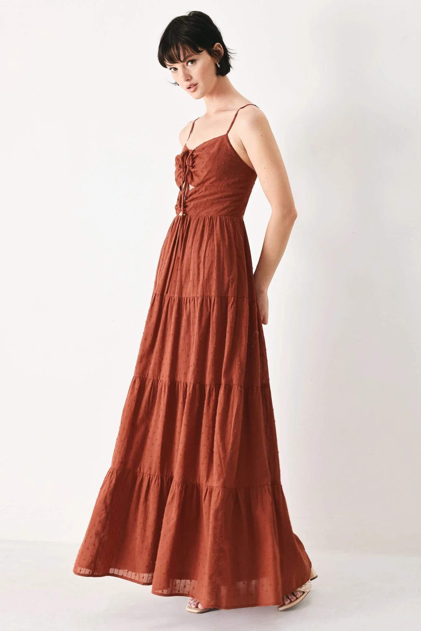 TERRACOTTA SUNSET CUT-OUT MAXI DRESS - Image 3