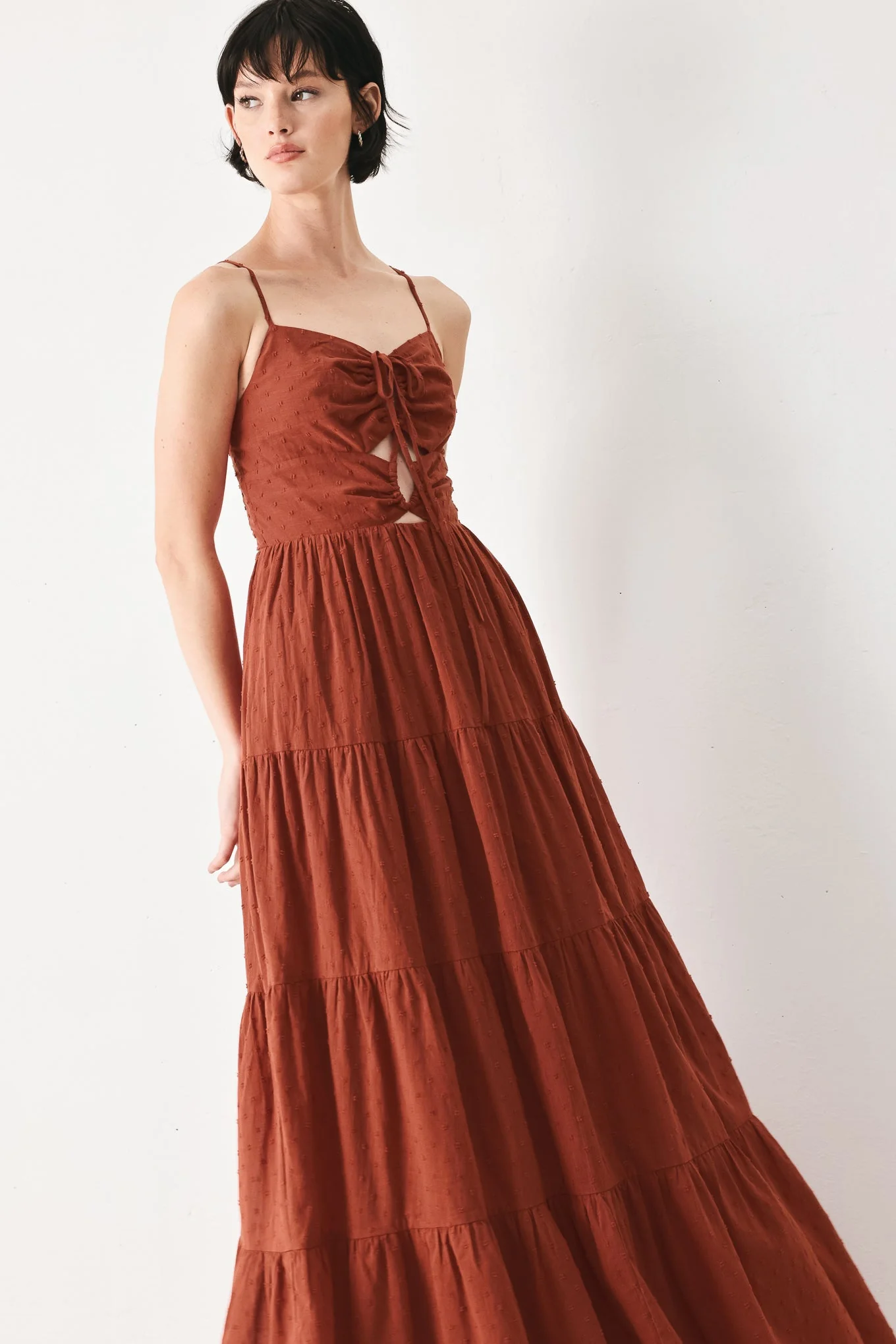 TERRACOTTA SUNSET CUT-OUT MAXI DRESS - Image 4