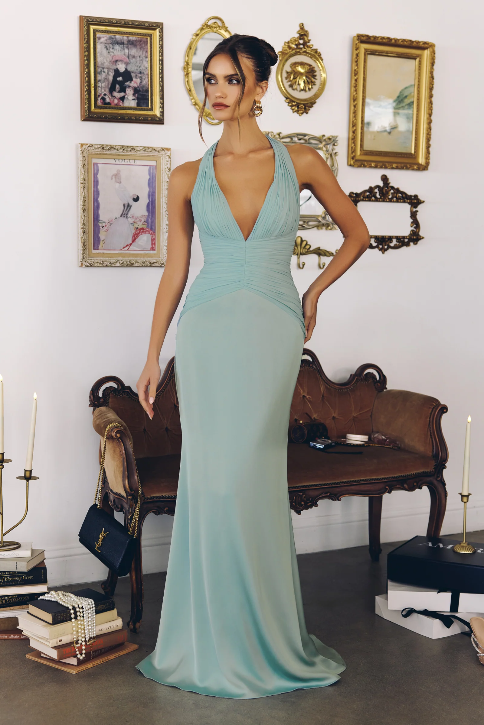 Tessa Gown - Mermaid Halter Satin Gown - Image 18