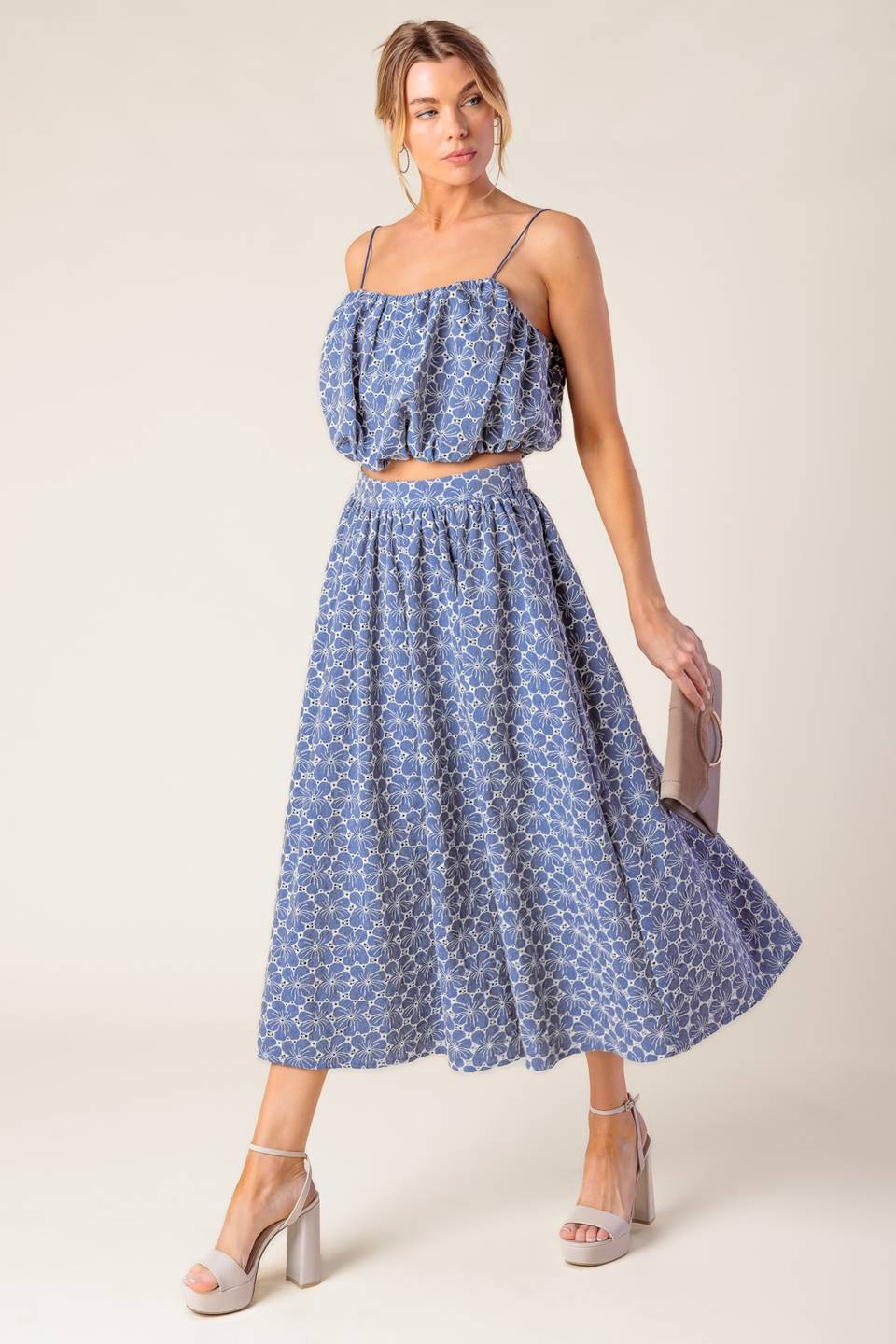 THE BEAUTY OF NOW TOP & SKIRT SET - CHAMBRAY - Image 3