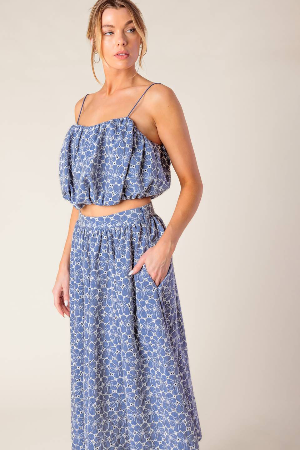 THE BEAUTY OF NOW TOP & SKIRT SET - CHAMBRAY - Image 5