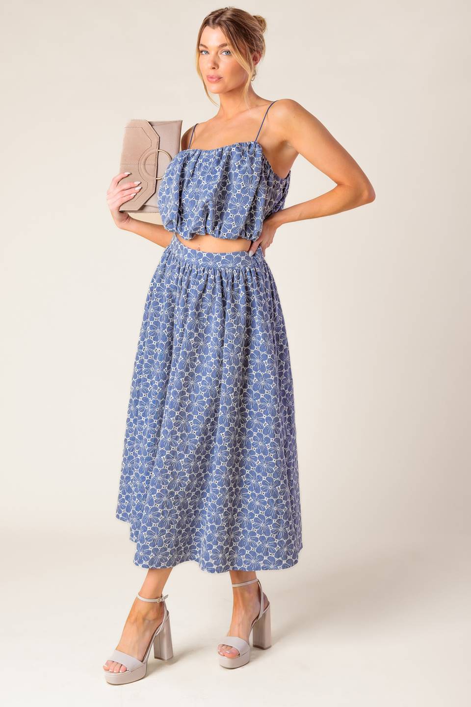 THE BEAUTY OF NOW TOP & SKIRT SET - CHAMBRAY - Image 6