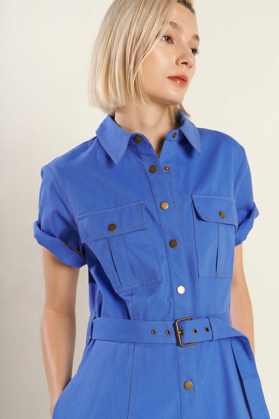 THE ESSENTIAL SHIRT DRESS - BLUE - Image 2
