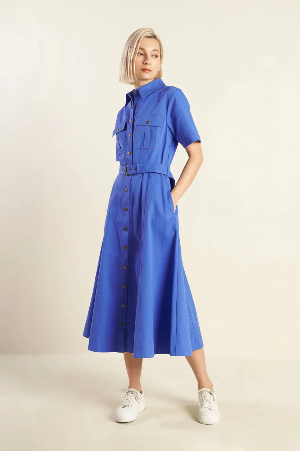 THE ESSENTIAL SHIRT DRESS - BLUE - Image 7