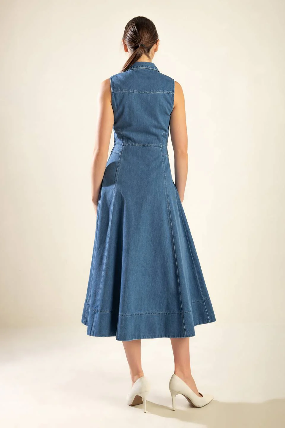 THE GENEVIEVE DENIM MIDI DRESS - Image 2