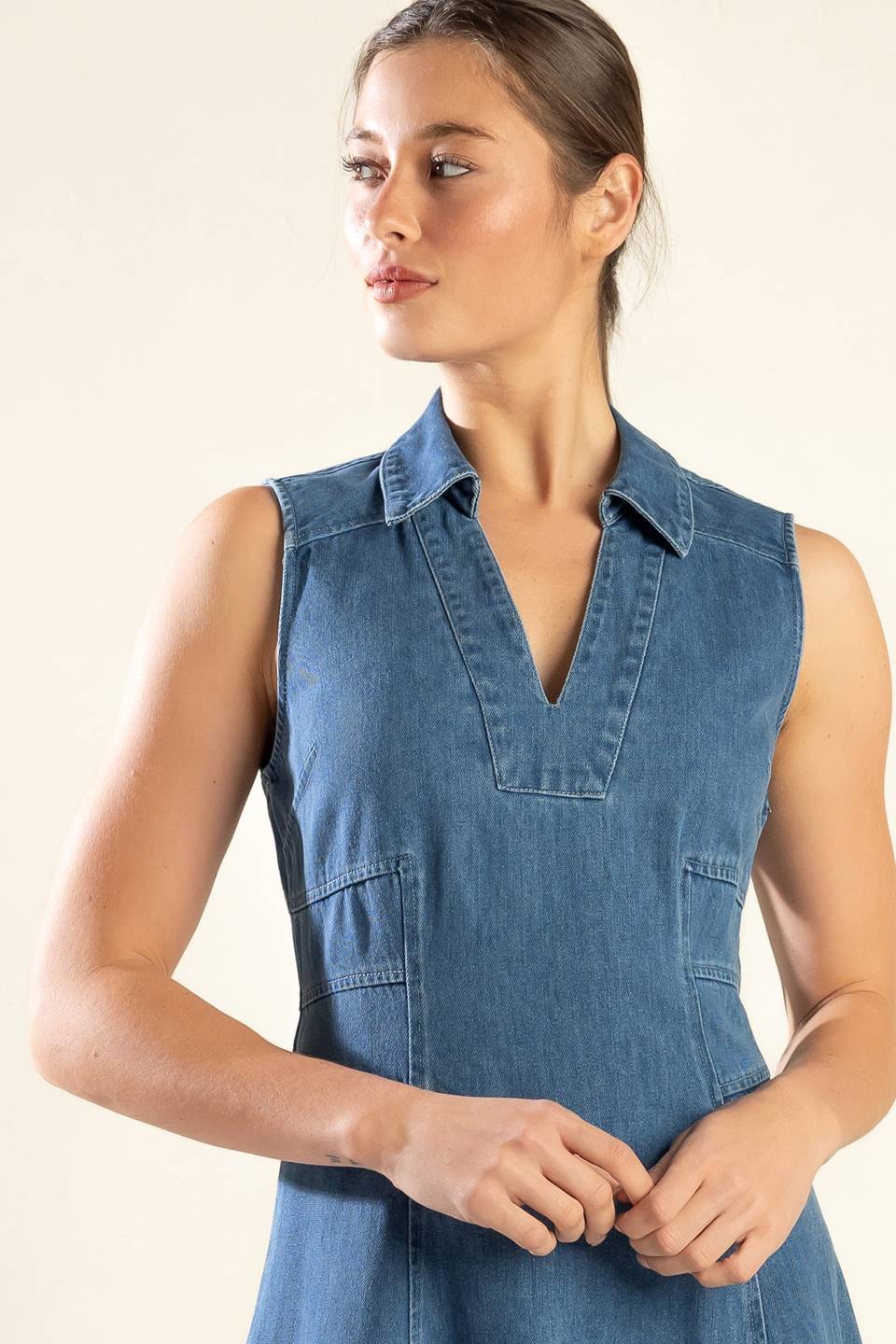 THE GENEVIEVE DENIM MIDI DRESS - Image 7