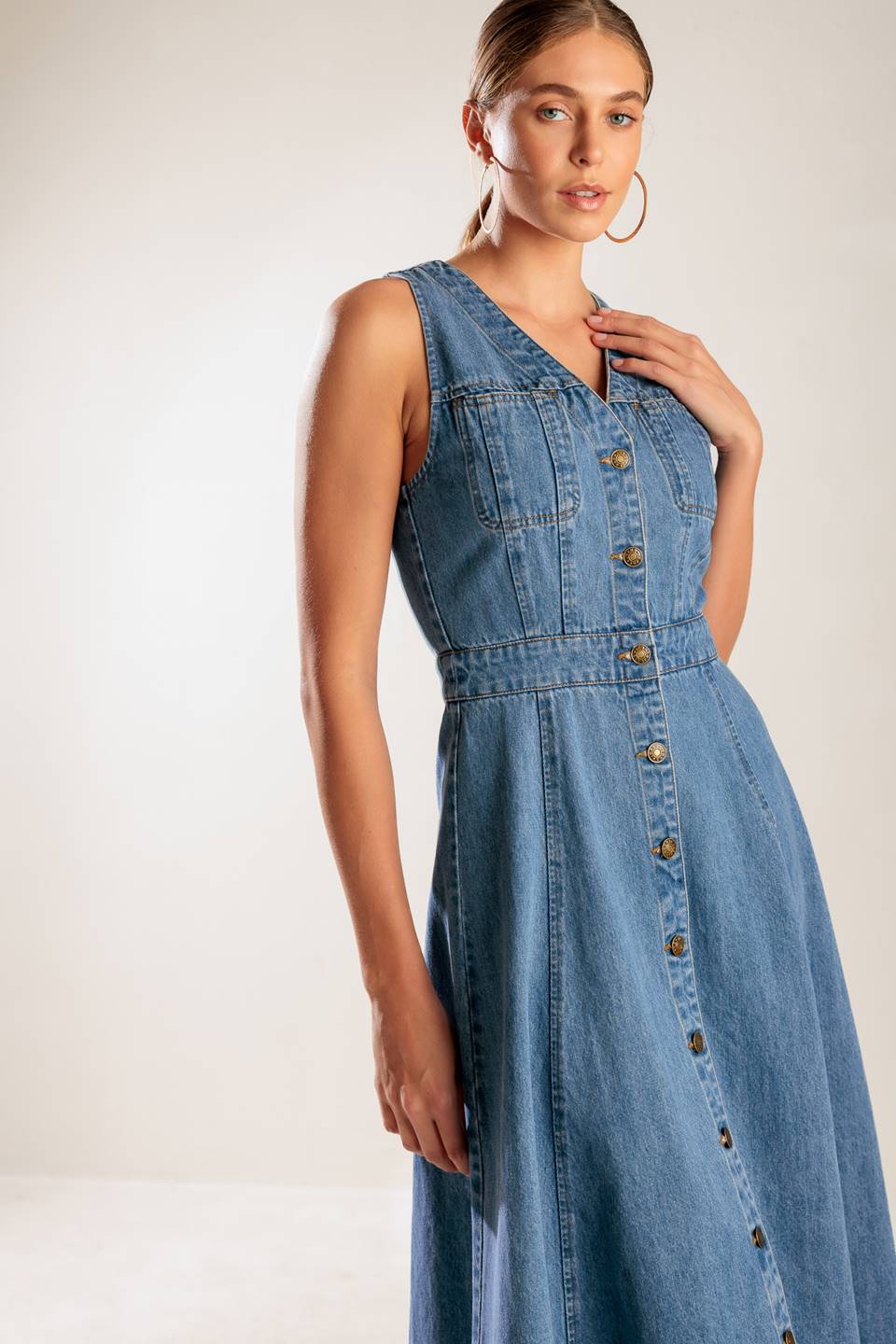 THE JOURNEY BEGINS BLUE DENIM MIDI DRESS - Image 6