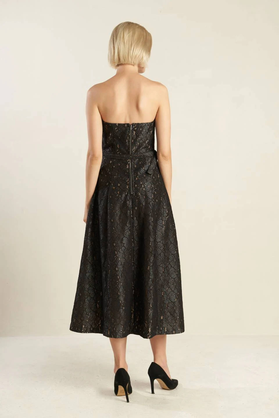 THE TRUTH IS STRAPLESS BLACK LACE MIDI DRESS - FINAL SALE - Image 2
