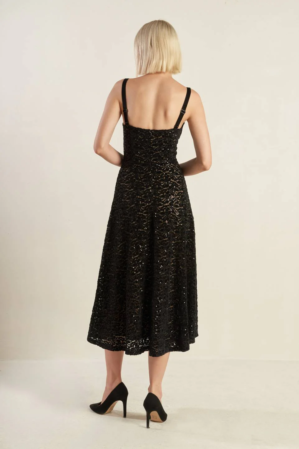 TIFFANY BLACK LACE MIDI DRESS - Image 2