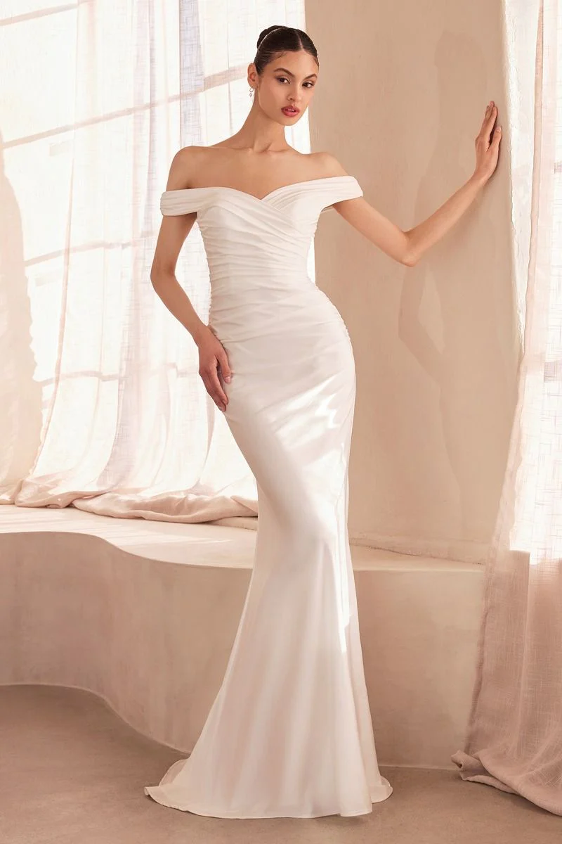Tinsley Gown - Stretch Off-The-Shoulder Dress - Off White - Image 2