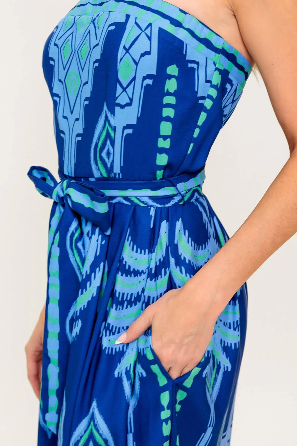 TRINA STRAPLESS JUMPSUIT - NAVY BLUE MULTI - Image 6
