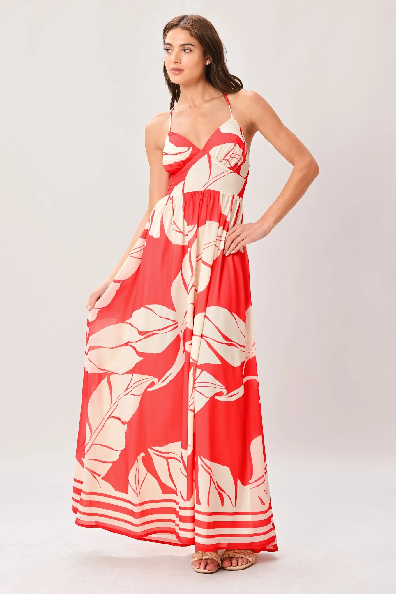 TROPIC BLOOMS RED MAXI DRESS - Image 2