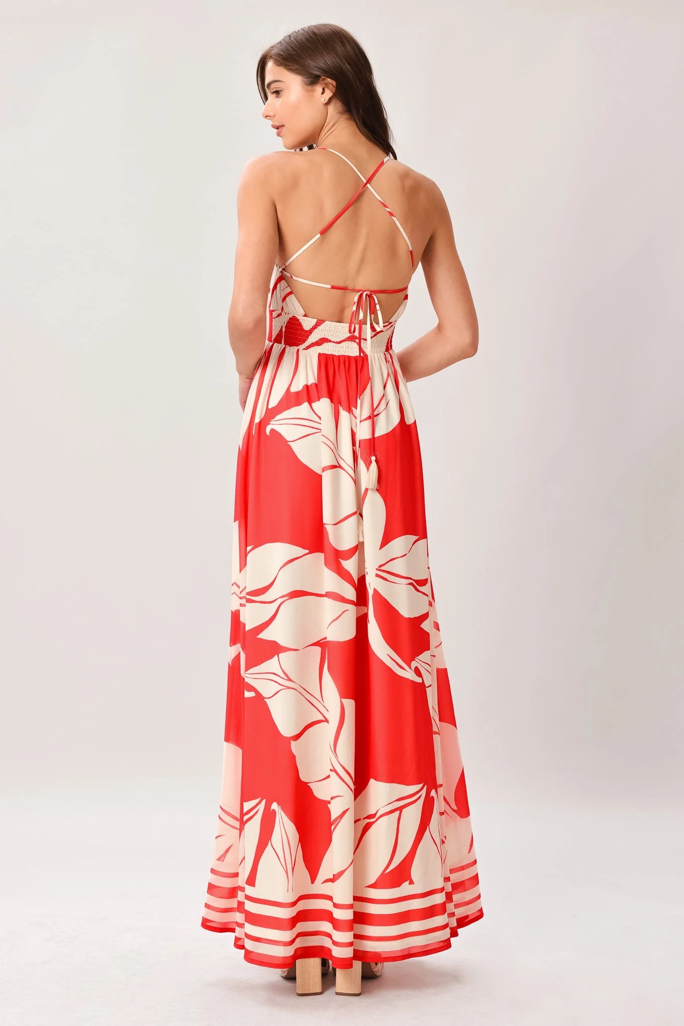 TROPIC BLOOMS RED MAXI DRESS - Image 3