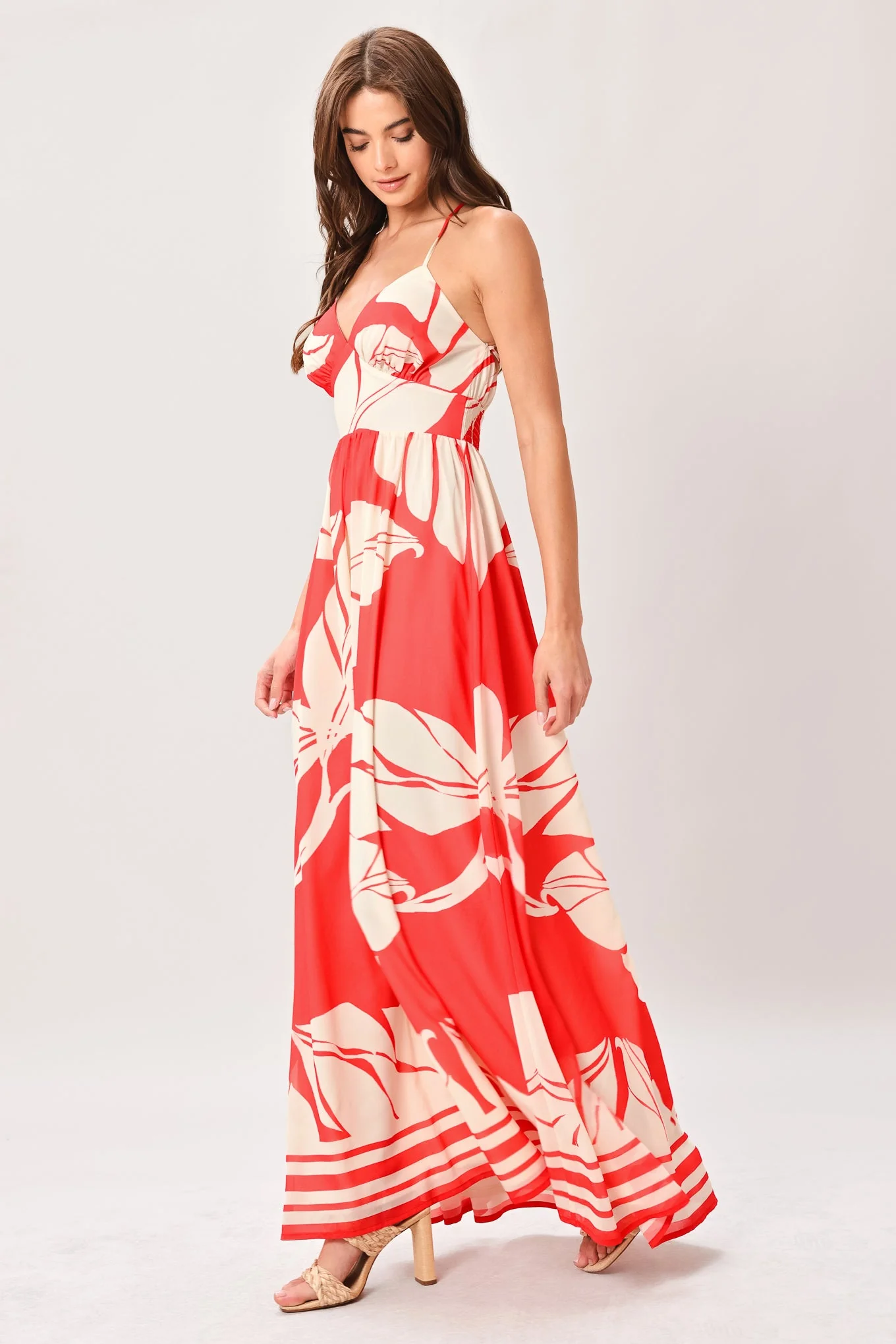 TROPIC BLOOMS RED MAXI DRESS - Image 4