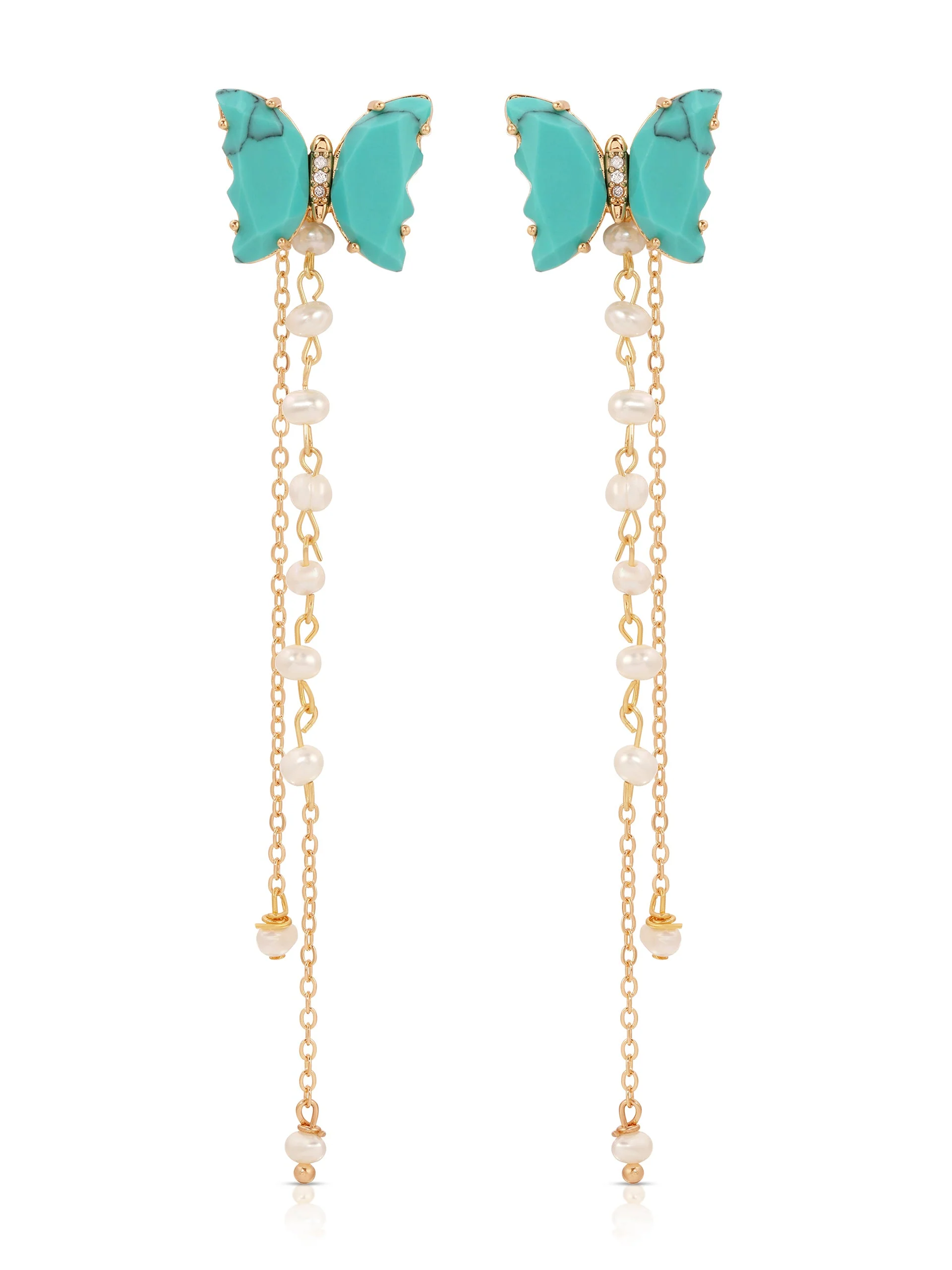 Turquoise Butterfly Dangle Earrings - Image 2