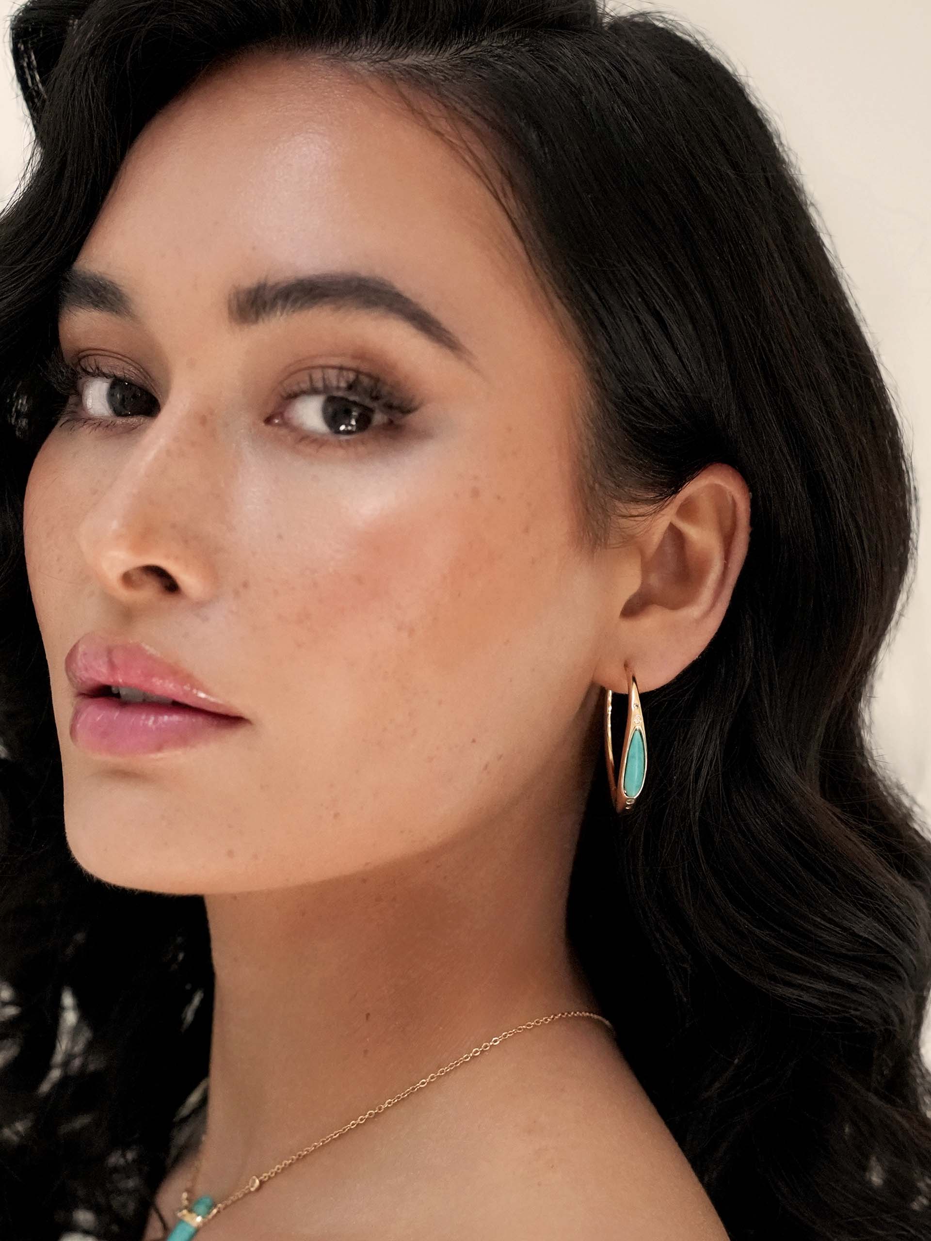 Turquoise Solstice Hoops - Image 2