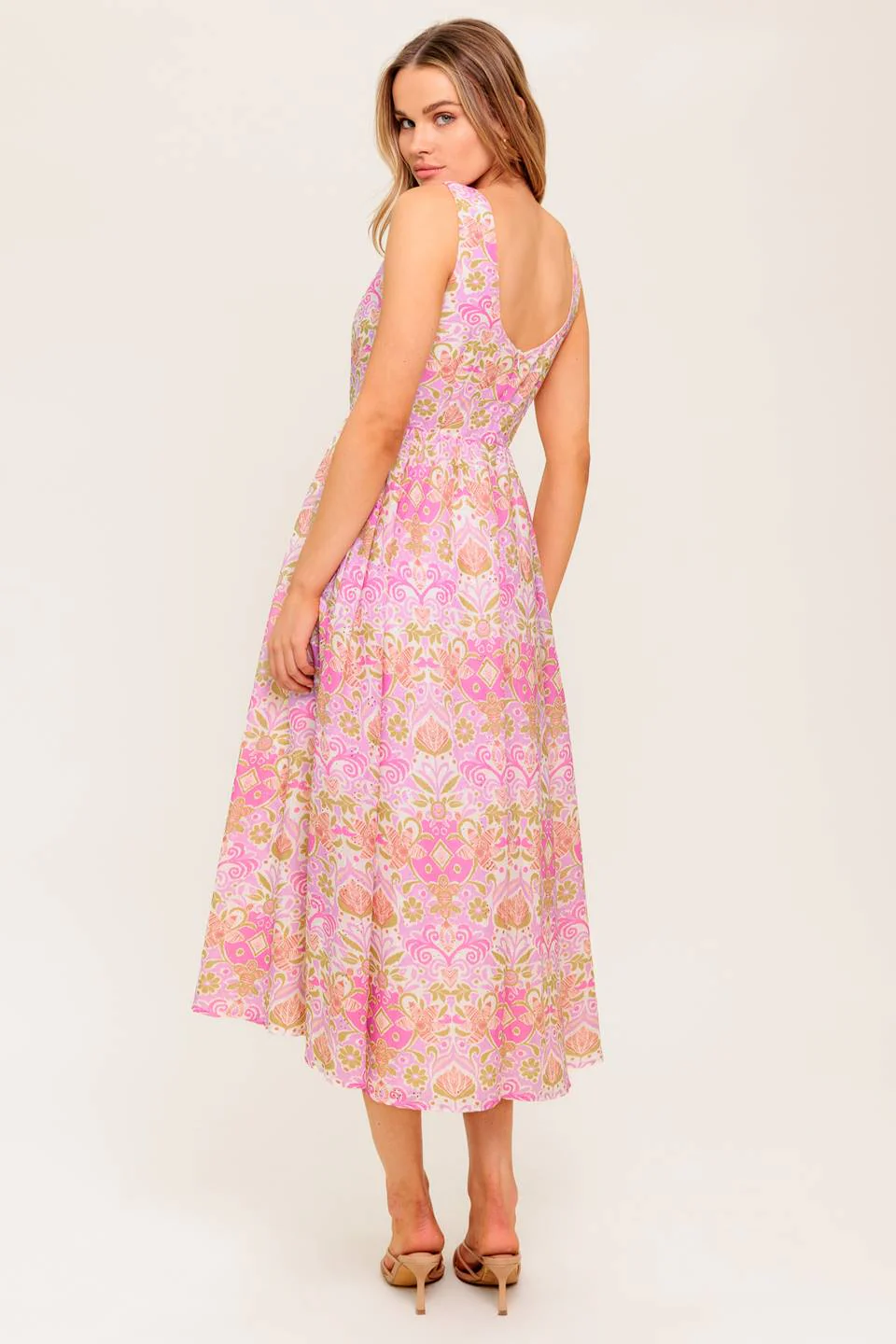 UNDER THE SUN - PINK MIDI DRESS WITH POCKETS - Image 2